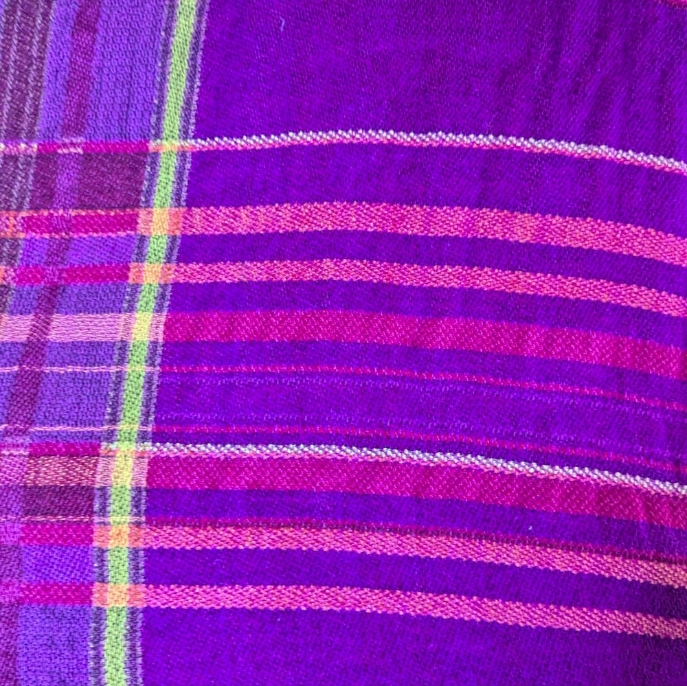 KENZO Red Pink Tartan Plaid Wool Reversible Luxury Blanket Scarf - Picture 7 of 7